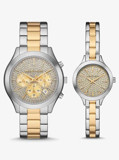 Michael Kors Outlet Aspyn His And Hers Pavé Two-tone Watch Set In Multi