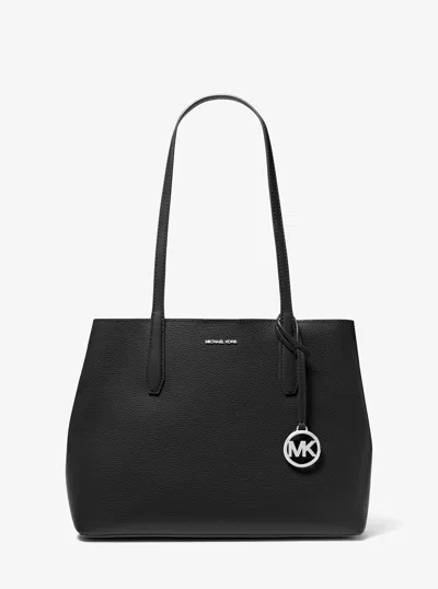 Michael Kors Outlet Avalon Medium Pebbled Leather Tote Bag In Black