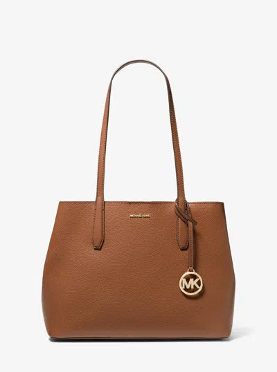 Michael Kors Outlet Avalon Medium Pebbled Leather Tote Bag In Brown