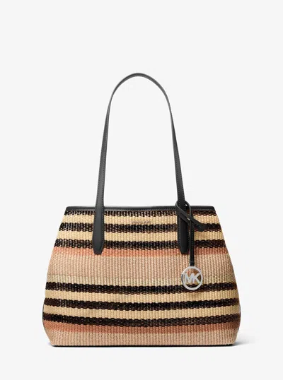 Michael Kors Outlet Avalon Medium Striped Woven Tote Bag In Multi