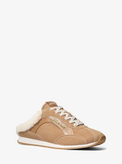 Michael Kors Outlet Avi Faux Shearling Trim Slip-on Sneaker In Brown