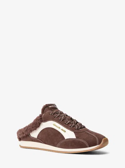 Michael Kors Outlet Avi Faux Shearling Trim Slip-on Sneaker In Brown