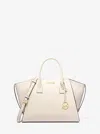Michael Kors Outlet Avril Large Leather And Suede Satchel In Multi
