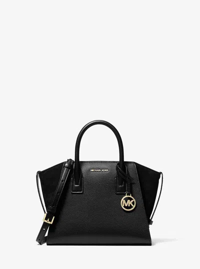 Michael Kors Outlet Avril Small Pebbled Leather Satchel In Black