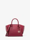 Michael Kors Outlet Avril Small Pebbled Leather Satchel In Red