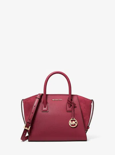 Michael Kors Outlet Avril Small Pebbled Leather Satchel In Red