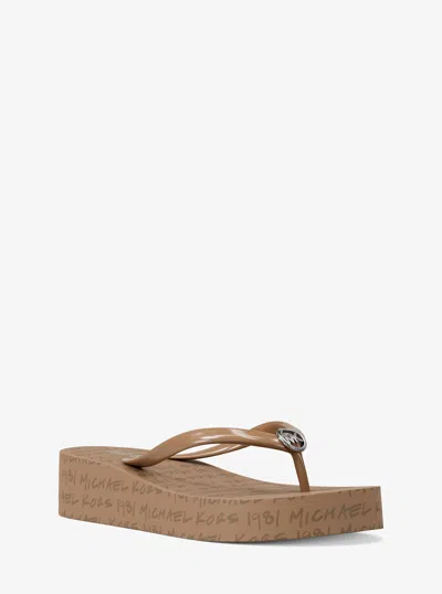 Michael Kors Outlet Bedford Logo Flip Flop In Brown