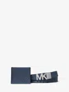 Michael Kors Outlet Billfold Wallet And Belt Gift Set In Blue