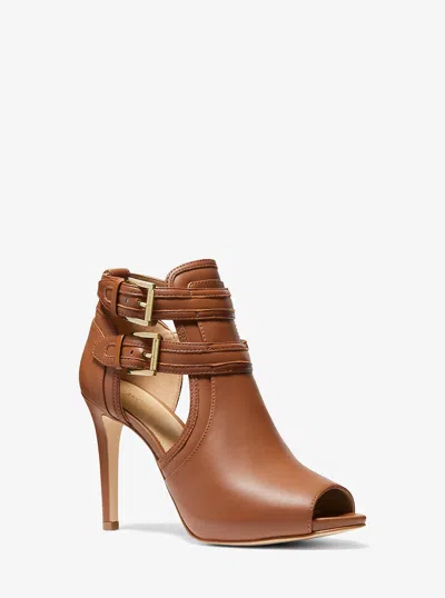 Michael Kors Outlet Blaze Open-toe Ankle Boot In Brown
