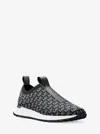 Michael Kors Outlet Bodie Metallic Logo Knit Slip-on Sneaker In Black