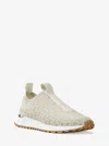 Michael Kors Outlet Bodie Metallic Logo Knit Slip-on Sneaker In White