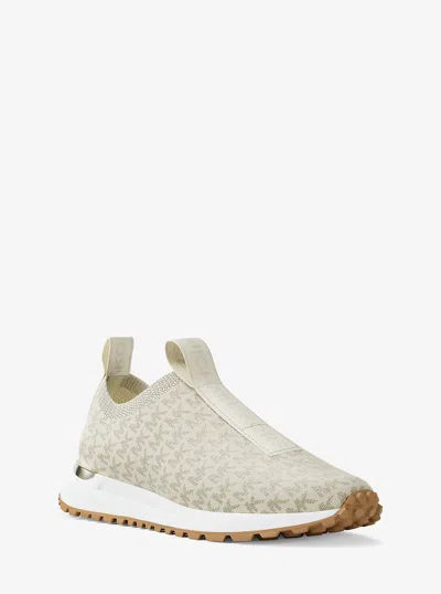 Michael Kors Outlet Bodie Metallic Logo Knit Slip-on Sneaker In White