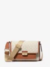Michael Kors Outlet Bradshaw Medium Signature Logo Messenger Bag In White