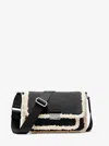 Michael Kors Outlet Bradshaw Medium Suede And Faux Shearling Messenger Bag In Black