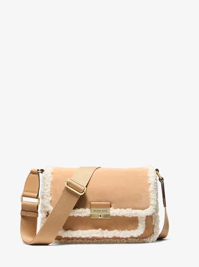 Michael Kors Outlet Bradshaw Medium Suede And Faux Shearling Messenger Bag In Multi