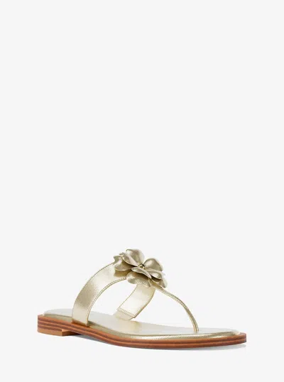 Michael Kors Outlet Callie Embellished Metallic Thong Sandal In Gold