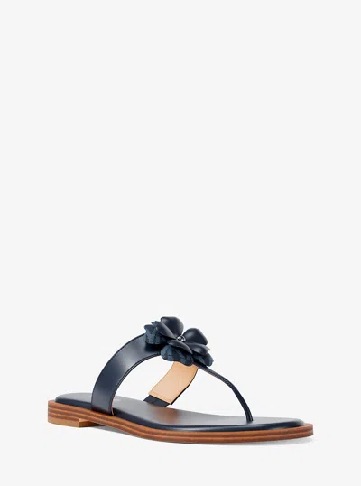 Michael Kors Outlet Callie Embellished Signature Logo Trim Thong Sandal In Black