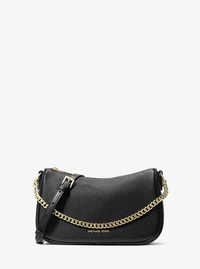 Michael Kors Outlet Carmela Medium Pebbled Leather Convertible Crossbody Bag In Black