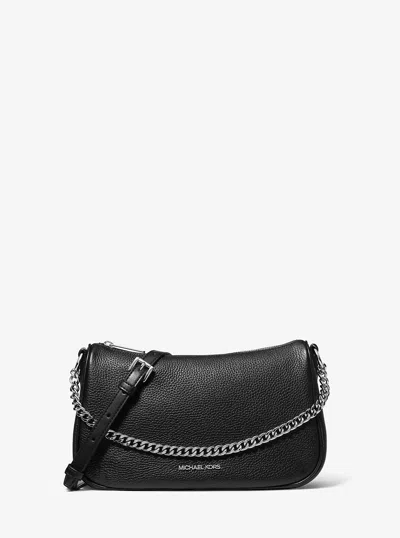 Michael Kors Outlet Carmela Medium Pebbled Leather Crossbody Bag In Black