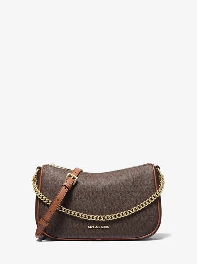 Michael Kors Outlet Carmela Medium Signature Logo Convertible Crossbody Bag In Brown