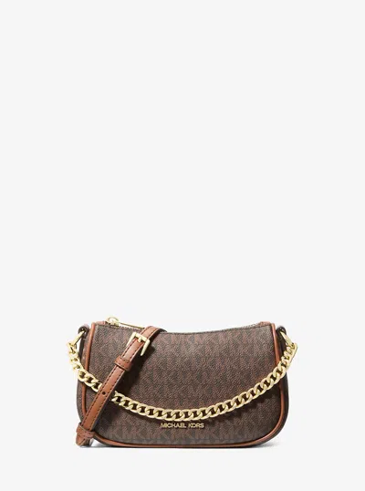 Michael Kors Outlet Carmela Small Signature Logo Convertible Crossbody Bag In Brown