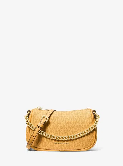 Michael Kors Outlet Carmela Small Signature Logo Convertible Crossbody Bag In Yellow