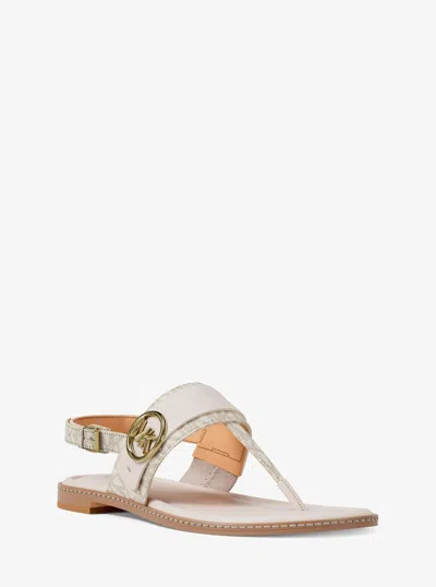 Michael Kors Outlet Carmen Signature Logo Sandal In White
