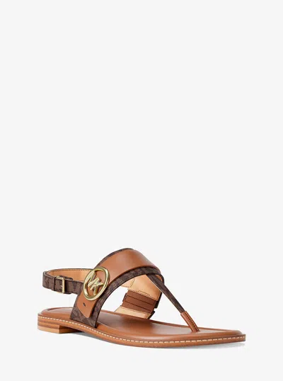 Michael Kors Outlet Carmen Signature Logo Thong Sandal In Brown
