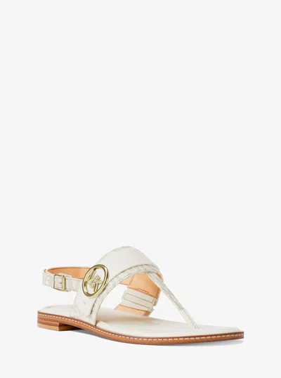 Michael Kors Outlet Carmen Signature Logo Thong Sandal In White
