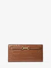 Michael Kors Outlet Carson Large Crocodile Embossed Wallet In Brown