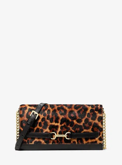 Michael Kors Outlet Carson Large Leopard Print Calf Hair Crossbody Bag In Multi
