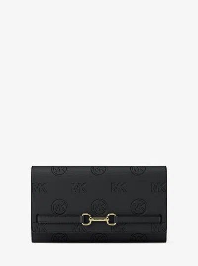 Michael Kors Outlet Carson Large Logo Debossed Wallet In Black