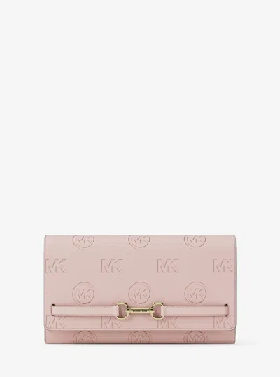Michael Kors Outlet Carson Large Logo Debossed Wallet In Pink