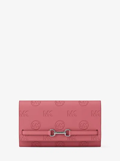 Michael Kors Outlet Carson Large Logo Debossed Wallet In Pink