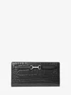 Michael Kors Outlet Carson Large Patent Crocodile Embossed Wallet In Black