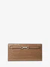 Michael Kors Outlet Carson Large Patent Crocodile Embossed Wallet In White