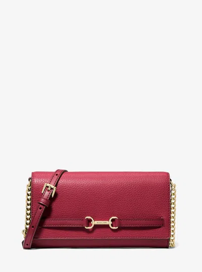 Michael Kors Outlet Carson Large Pebbled Leather Convertible Crossbody Bag In Red