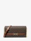 Michael Kors Outlet Carson Large Signature Logo Convertible Crossbody Bag In Brown