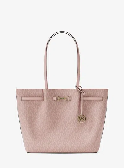 Michael Kors Outlet Carson Large Signature Logo Tote Bag In Pink