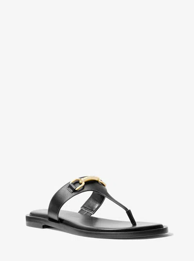 Michael Kors Outlet Carson Leather Sandal In Black