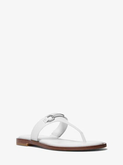 Michael Kors Outlet Carson Leather Sandal In White