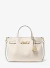 Michael Kors Outlet Carson Medium Crocodile Embossed Satchel In White