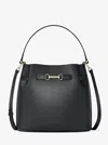 Michael Kors Outlet Carson Medium Pebbled Leather Convertible Bucket Crossbody Bag In Black