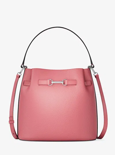 Michael Kors Outlet Carson Medium Pebbled Leather Convertible Bucket Crossbody Bag In Pink
