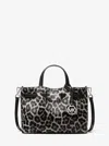 Michael Kors Outlet Carson Small Leopard Print Calf Hair Satchel In Black