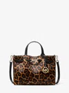 Michael Kors Outlet Carson Small Leopard Print Calf Hair Satchel In Multi