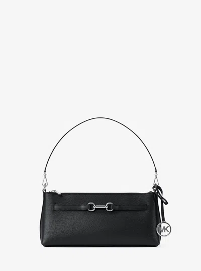 Michael Kors Outlet Carson Small Pebbled Leather Convertible Crossbody Bag In Black