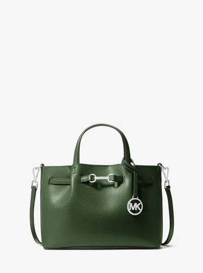 Michael Kors Outlet Carson Small Pebbled Leather Satchel In Green