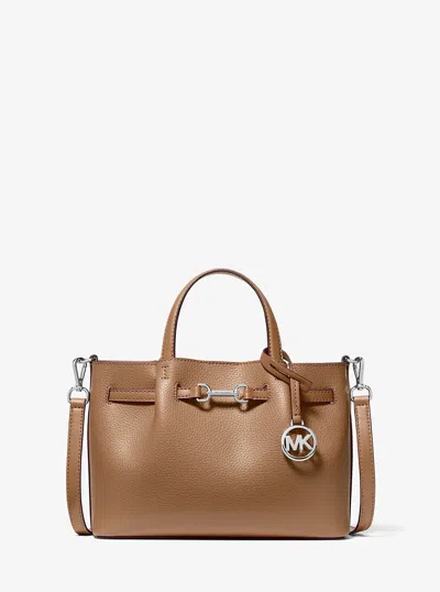 Michael Kors Outlet Carson Small Pebbled Leather Satchel In Brown