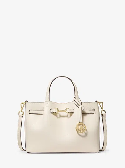 Michael Kors Outlet Carson Small Pebbled Leather Satchel In White